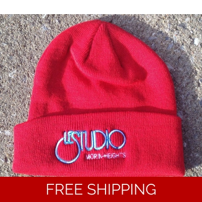Le Studio Winter Hat Red White Front Logo
